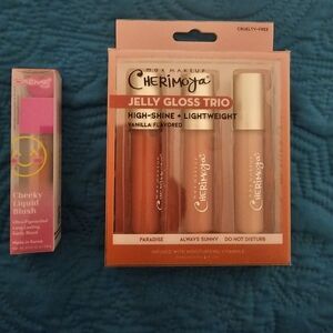 2 Pcs. Cherimoya Jelly Gloss Trio and Creme Cheeky Liquid Blush Set